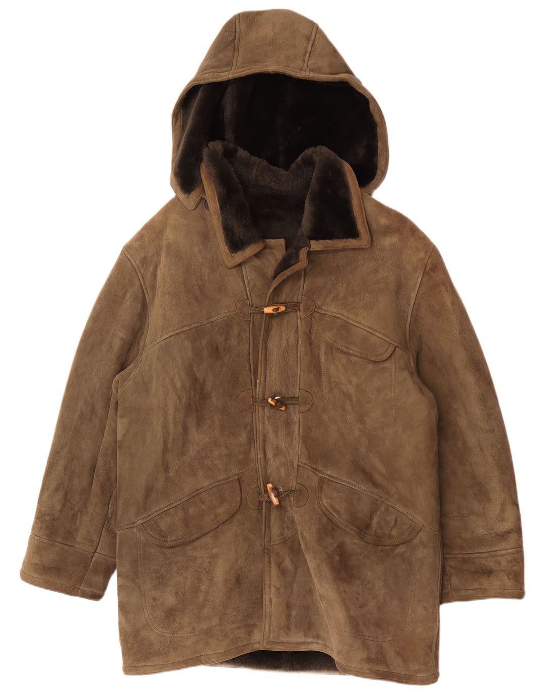 manteau en peau de mouton à capuche vintage pour hommes IT 54 2XL Kaki