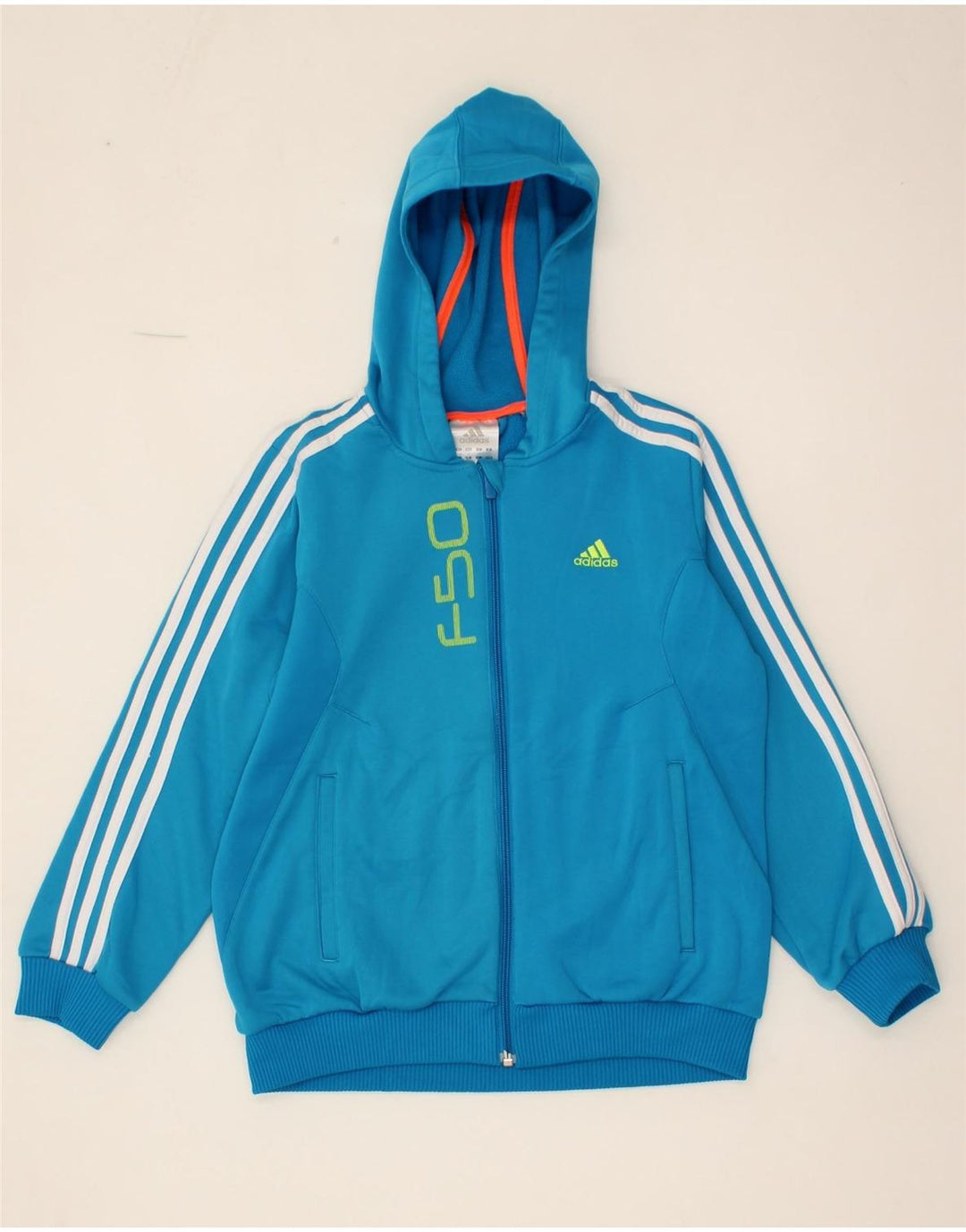 ADIDAS Boys Graphic Zip Hoodie Sweater 11-12 Years Blue Polyester Vintage Adidas and Second-Hand Adidas from Messina Hembry 