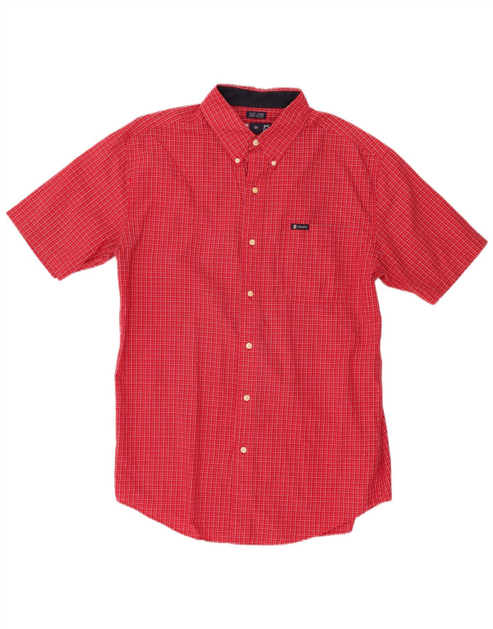 CHAPS Chemise à manches courtes pour homme en coton à grands carreaux rouges