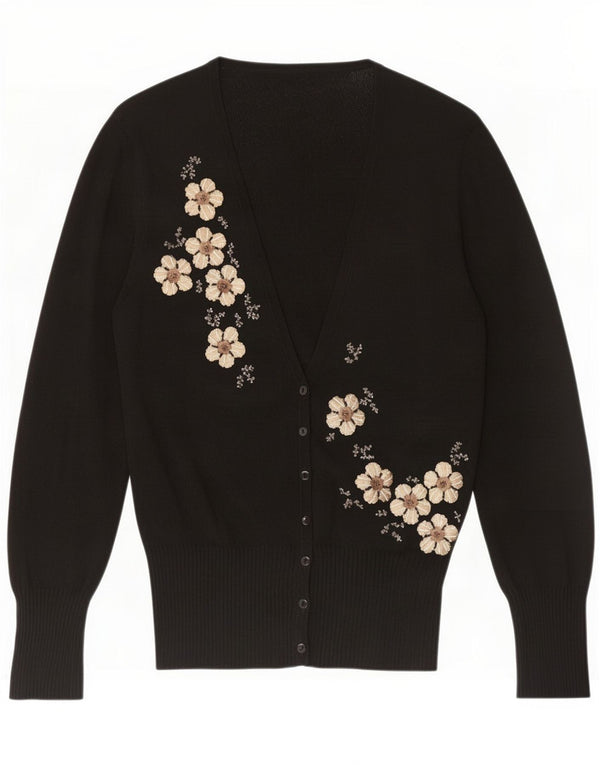 Marks & Spencer Cardigan pour femme en viscose florale noire moyenne UK 12
