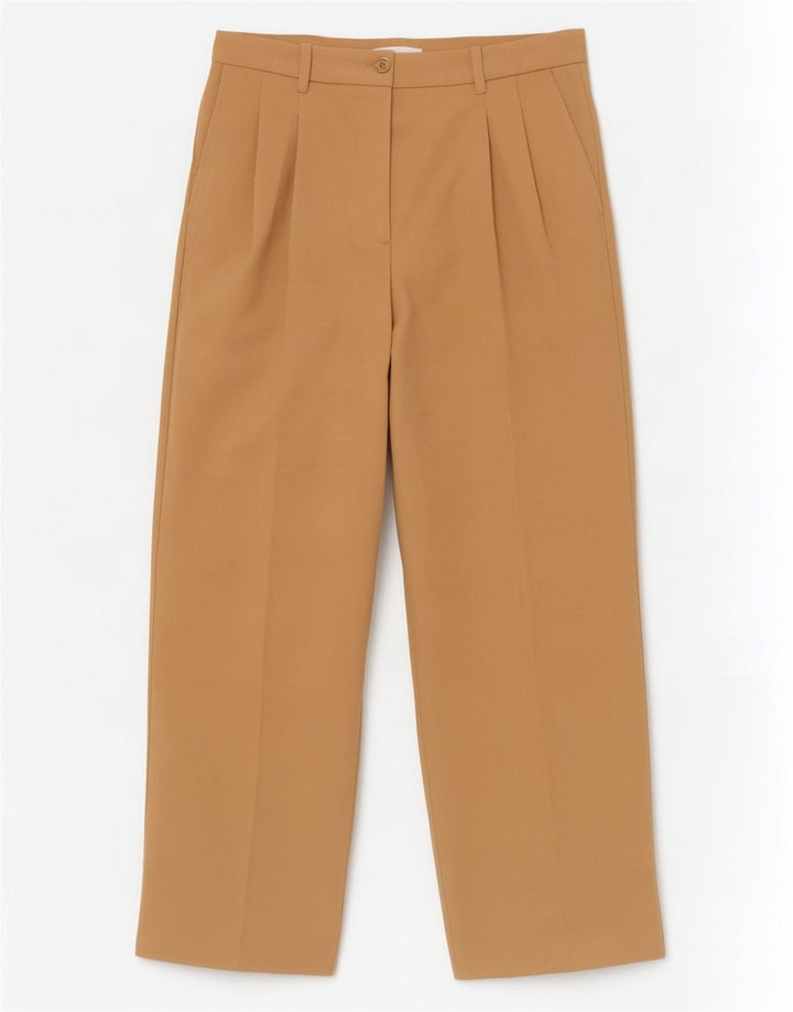 Zara Femme Pantalon De Costume Pegged Moyen W28 L31 Beige Polyester