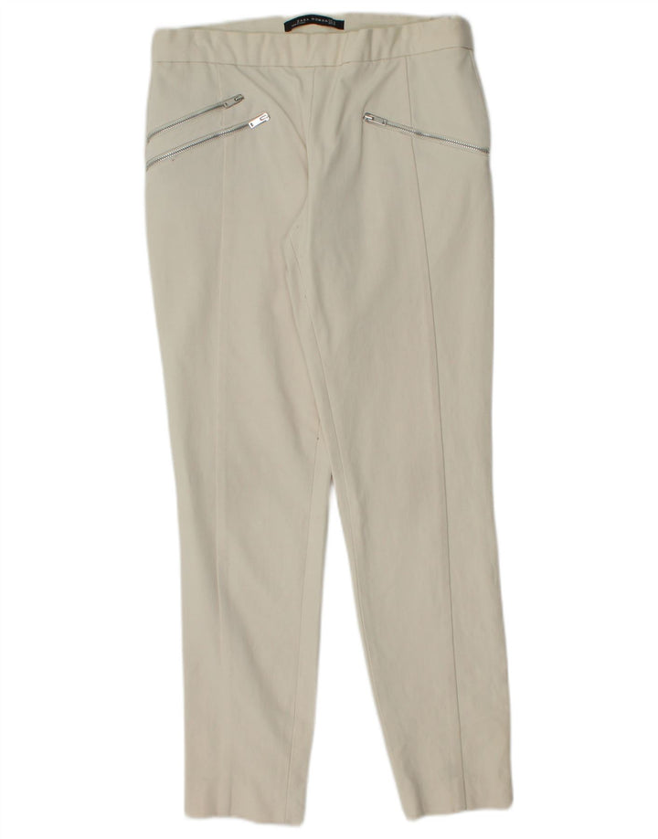 ZARA Femme Pantalon Skinny Casual Moyen W28 L28 Blanc Cassé