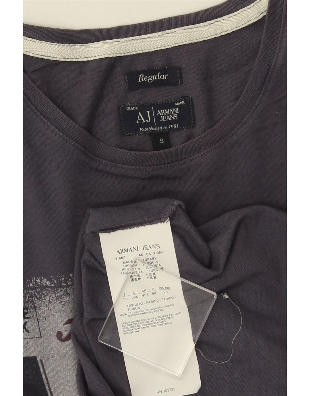 ARMANI JEANS T-Shirt Graphique Régulier Homme Petit Bleu Marine Coton