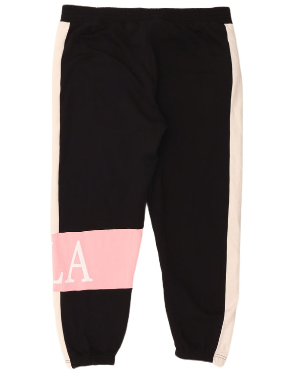 Fila Pantalon de survêtement graphique pour femme UK 18 XL Noir Colourblock