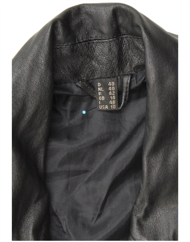 Front Line Veste de motard en cuir court pour femme UK 14 Grand cuir noir