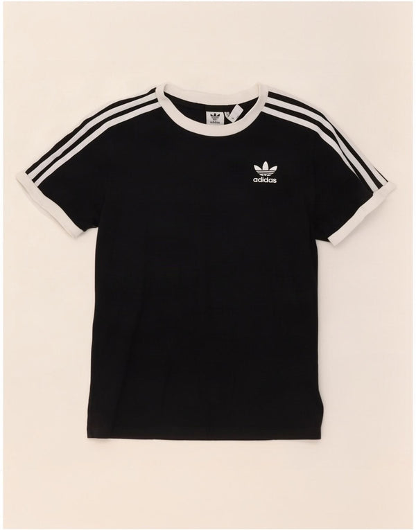 Adidas T-Shirt Femme Top UK 8 Petit Noir Coton
