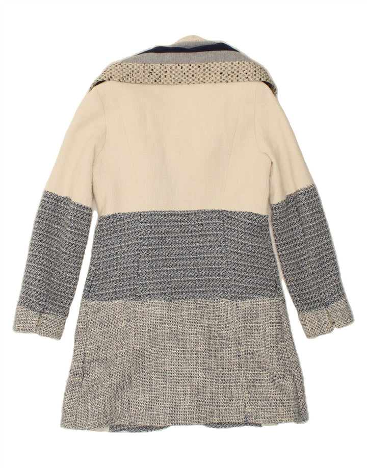 DESIGUAL Womens Overcoat EU 40 Medium Beige Colourblock Acetate Vintage Desigual and Second-Hand Desigual from Messina Hembry 