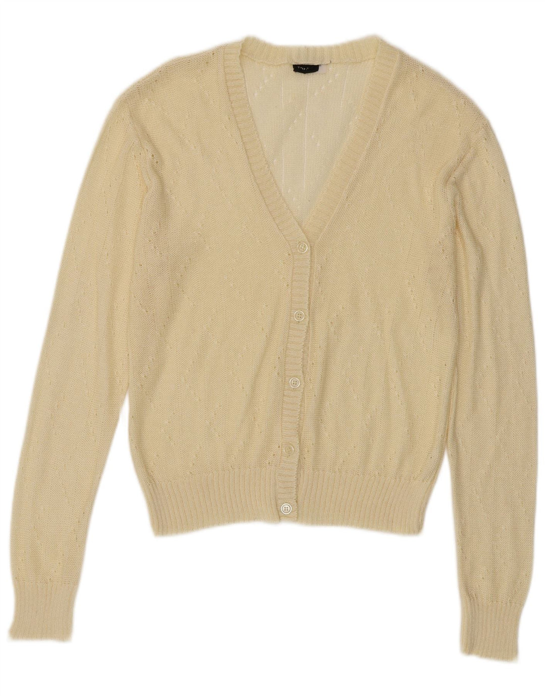 vintage Femme Cardigan Pull IT 44 Acrylique Jaune Moyen