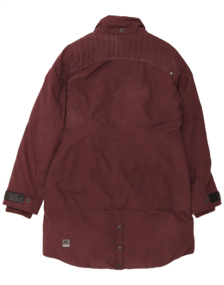 KHUJO Womens Padded Coat UK 14 Medium Burgundy Colourblock Polyester