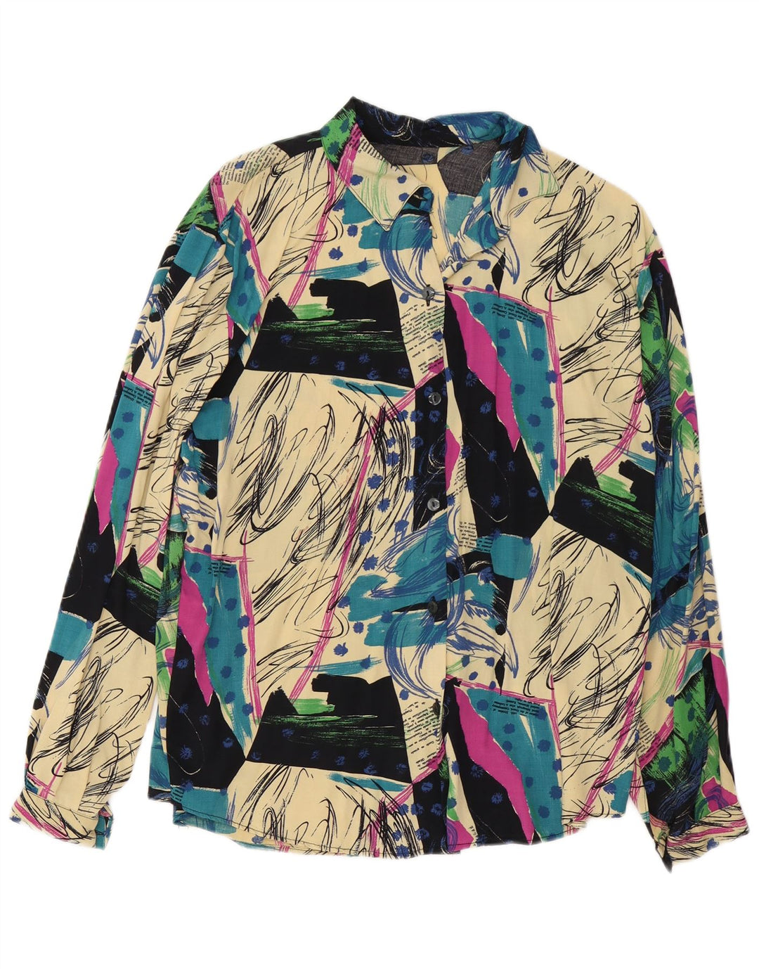vintage Womens Abstract Pattern Shirt Blouse UK 16 Grand Multicolore