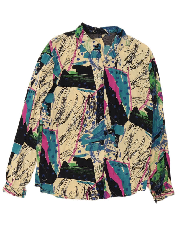 vintage Womens Abstract Pattern Shirt Blouse UK 16 Grand Multicolore