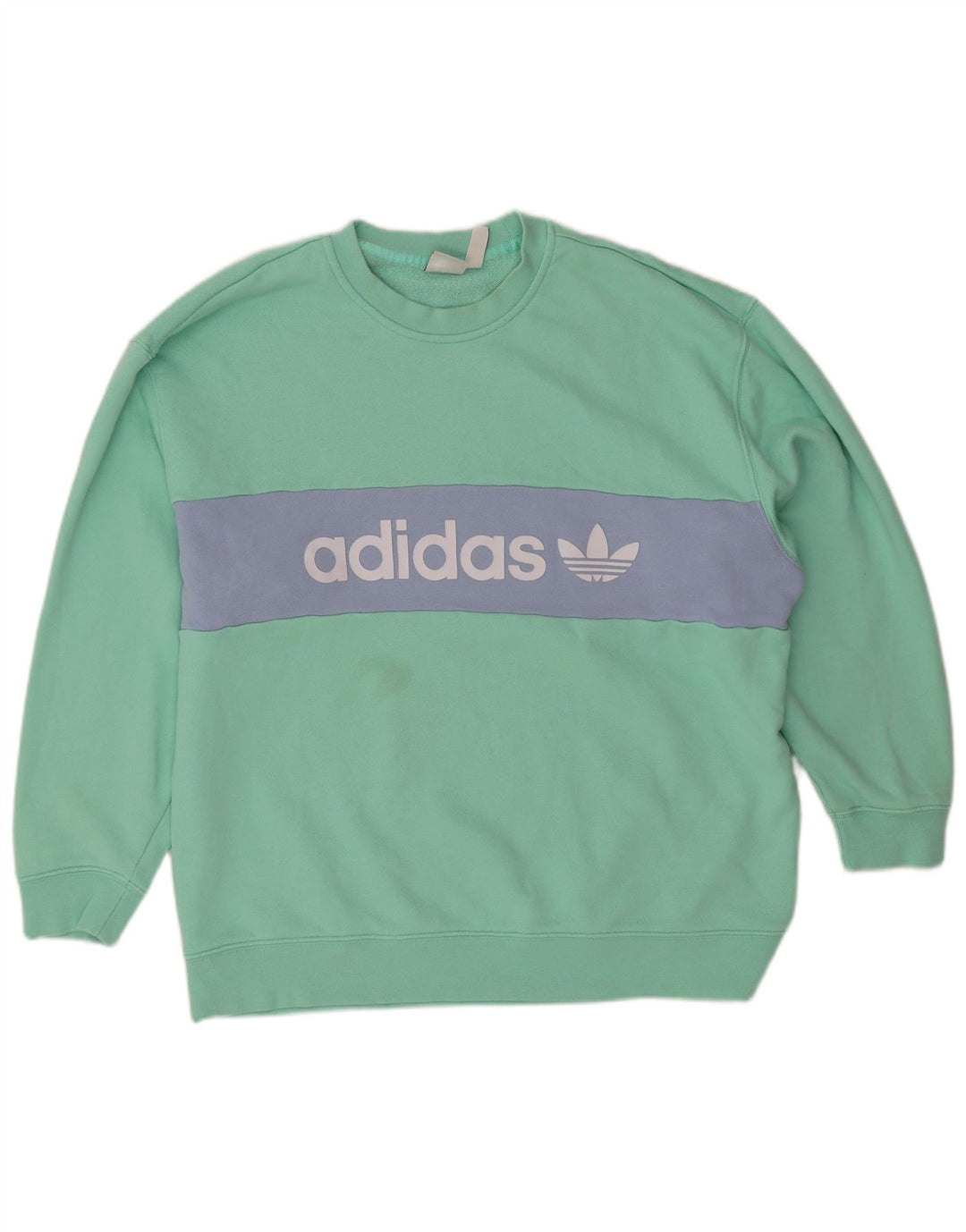 Adidas Sweat-shirt surdimensionné pour femme UK 12/14 Vert moyen Colourblock