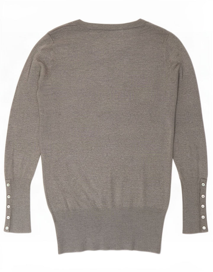 Zara Pull col V pour femme UK 12 Gris moyen