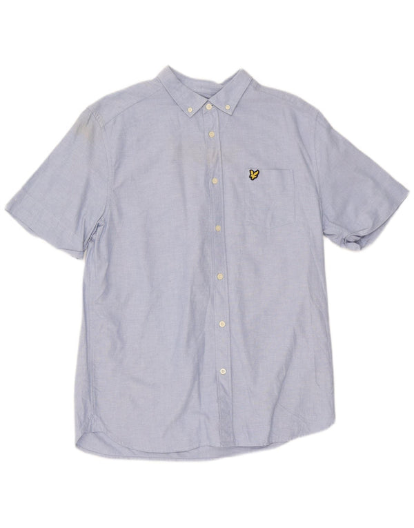 Lyle & Scott Mens Short Sleeve Shirt Large Blue Cotton