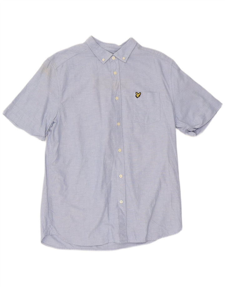 Lyle & Scott Chemise à manches courtes pour hommes en coton bleu moyen