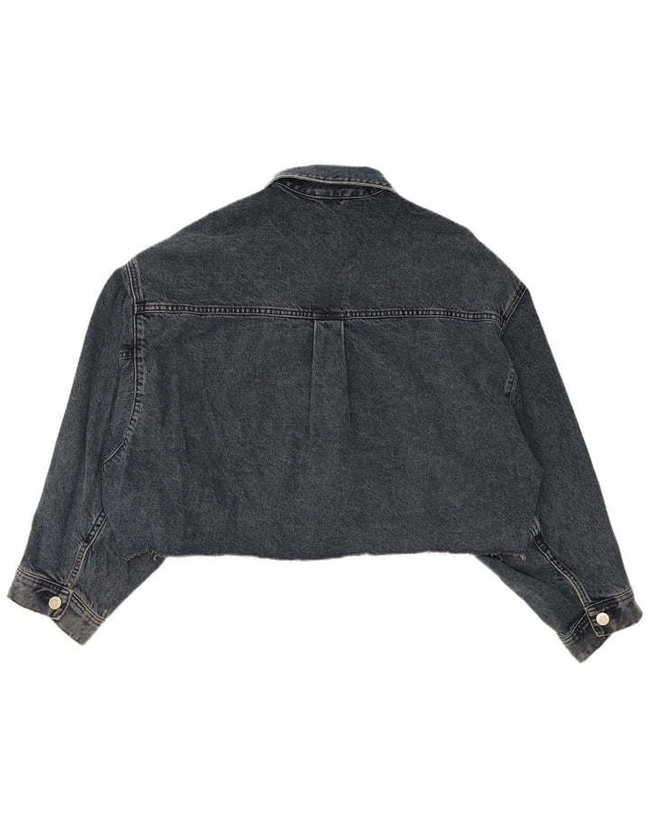 Zara Veste en jean surdimensionnée pour femme UK 14 Bleu marine moyen en coton