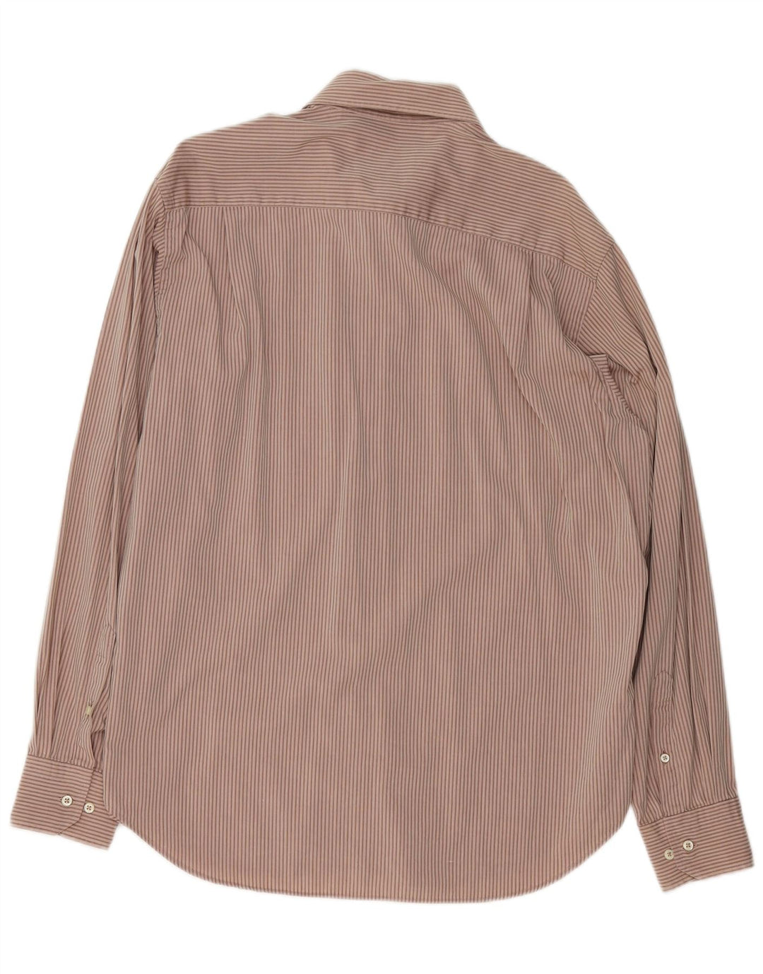 TRUSSARDI Chemise Homme Taille 42 16 1/2 Grand Coton Rayé Marron