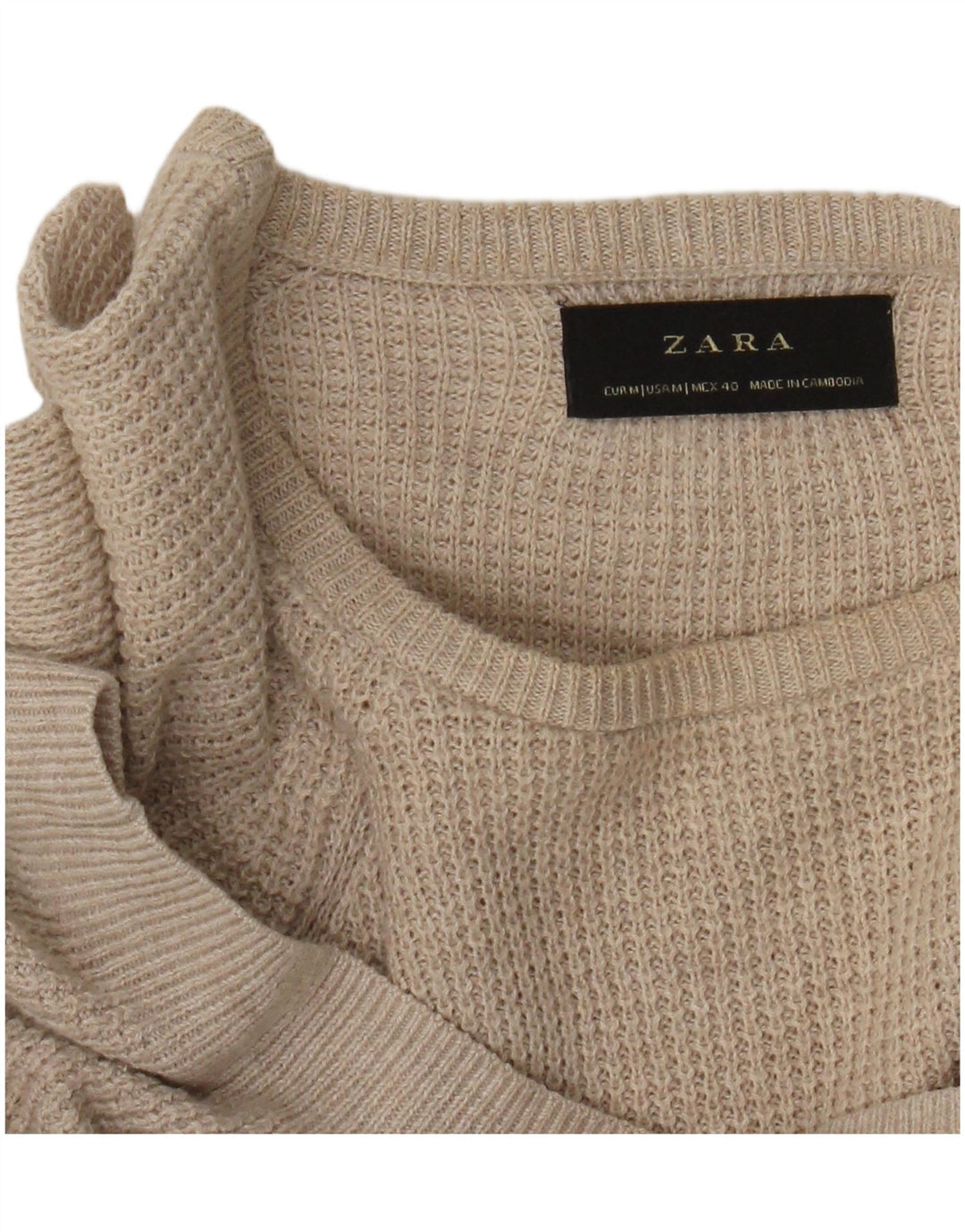 Pull Col Bateau Zara Homme Beige Moyen