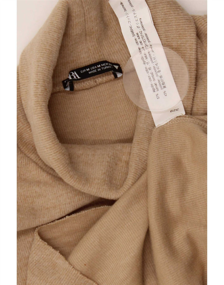 Zara Chemisier sans manches pour femme UK 12 en coton beige moyen