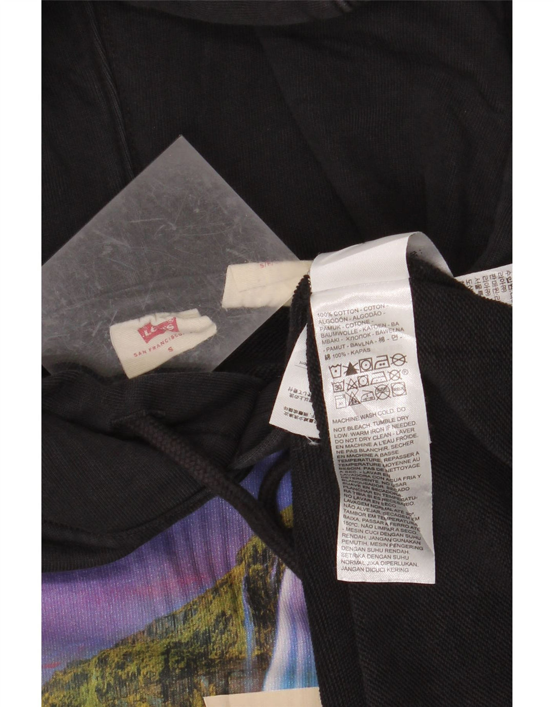 LEVI'S Pull à capuche graphique coupe ample pour homme, petit coton noir