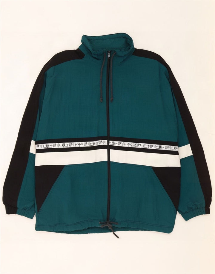 Crane Veste de pluie graphique pour homme UK 40 Large Vert Colorblock Nylon