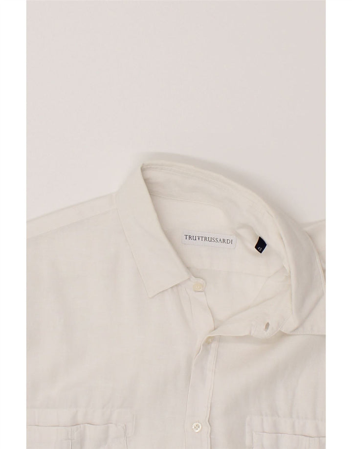 TRUSSARDI Mens Shirt Size 43 Large White Cotton Vintage Trussardi and Second-Hand Trussardi from Messina Hembry 