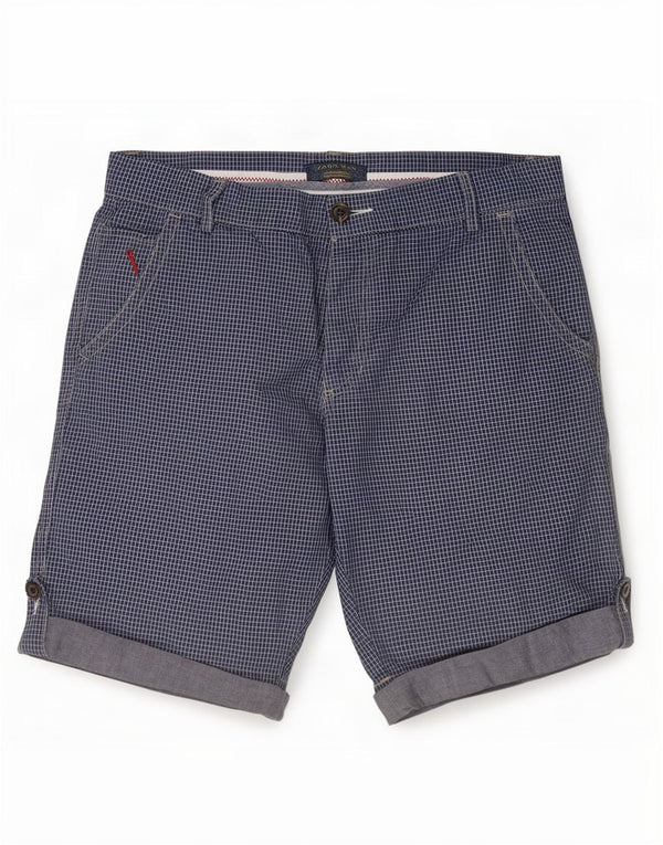Zara Short Chino Homme EU 42 Large W32 Bleu Marine Vichy Coton
