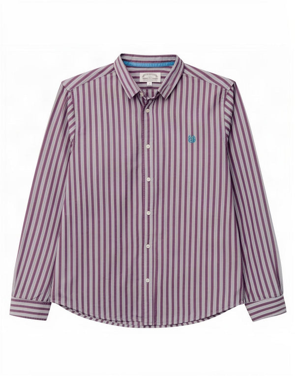 Chemise White Stuff Homme Coupe Classique 2XL Coton Rayé Violet