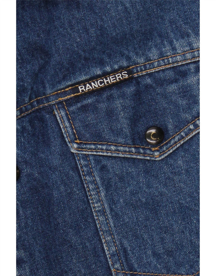 vintage Mens Denim Sherpa Veste UK 38 Bleu Moyen