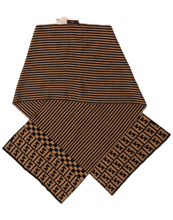 Fendi Châle Femme IT 42 Créateur De Laine Mérinos Rayée Beige Moyen