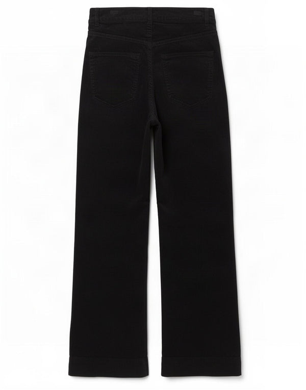 Marks & Spencer Pantalon évasé en velours côtelé pour femme UK 8 Small W26 L28 Noir