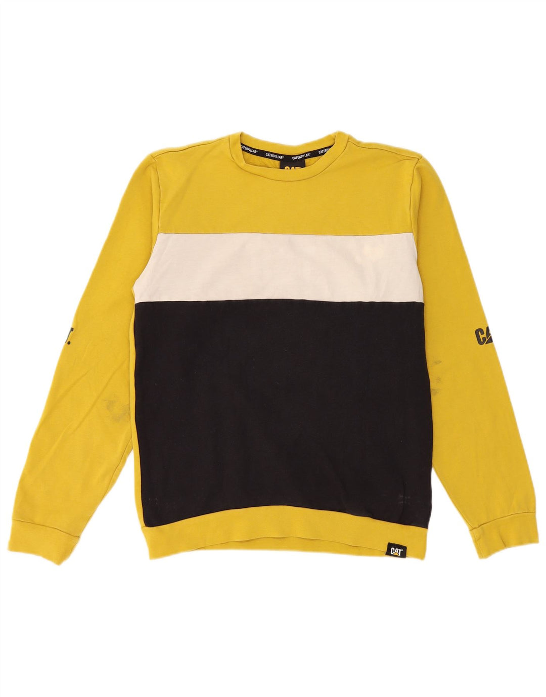 Sweat-shirt graphique CAT pour garçon, 13-14 ans, jaune, color block, en coton
