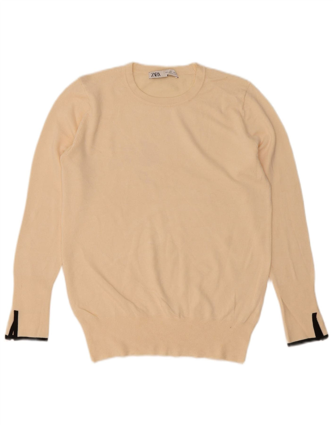 Zara Pull à col rond pour femme UK 14 Large Blanc cassé