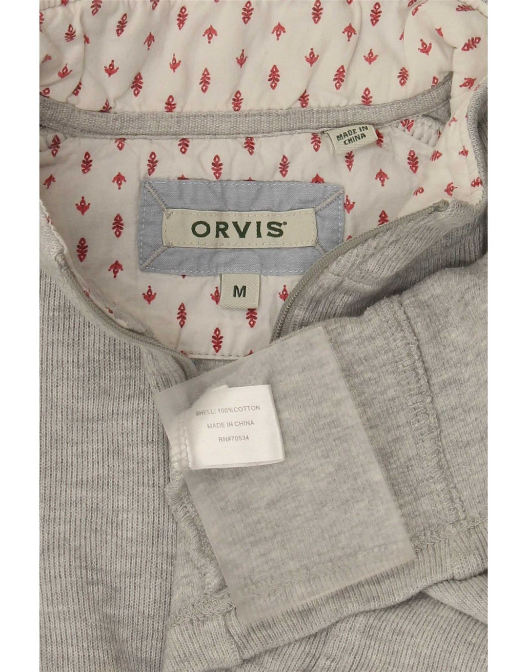Orvis Sweat-shirt à col zippé pour femme UK 14 Gris moyen Coton
