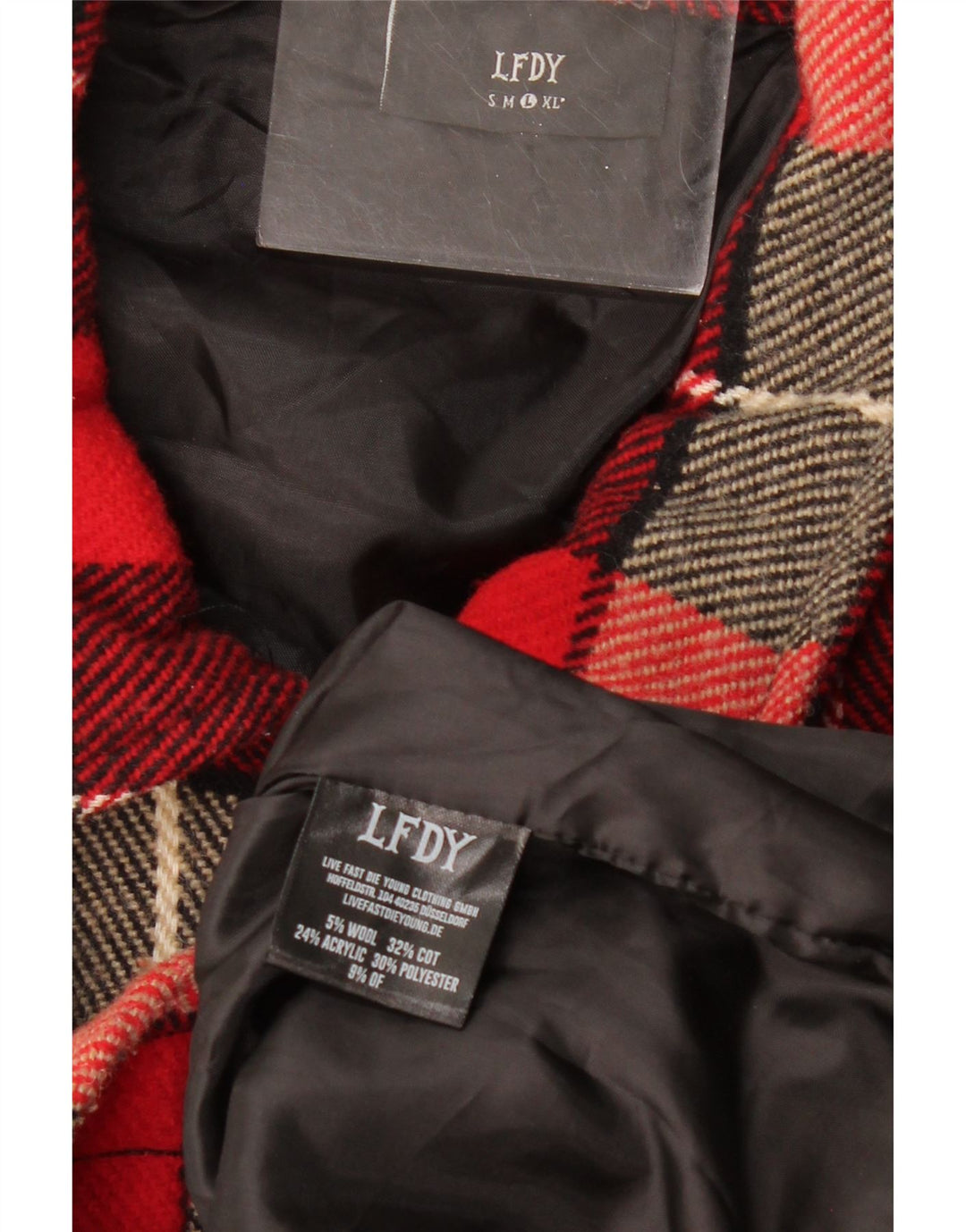 LFDY Veste Bomber Homme UK 40 Grande Laine à Carreaux Rouge