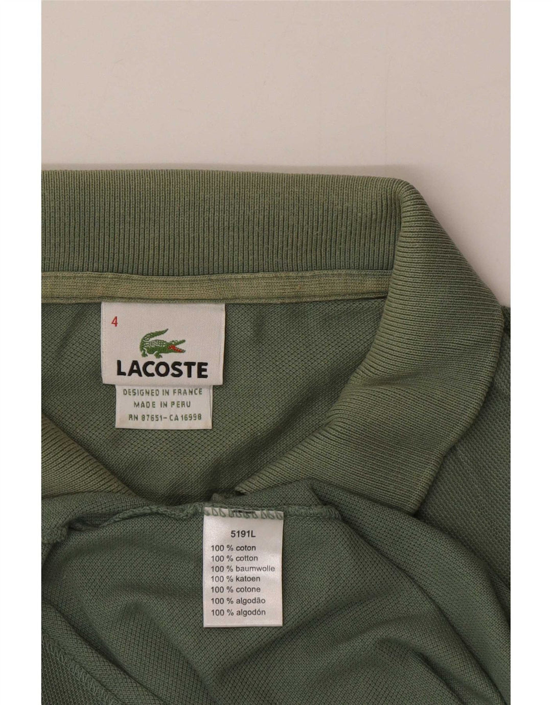 Lacoste Polo Homme Taille 4 Coton Vert Moyen