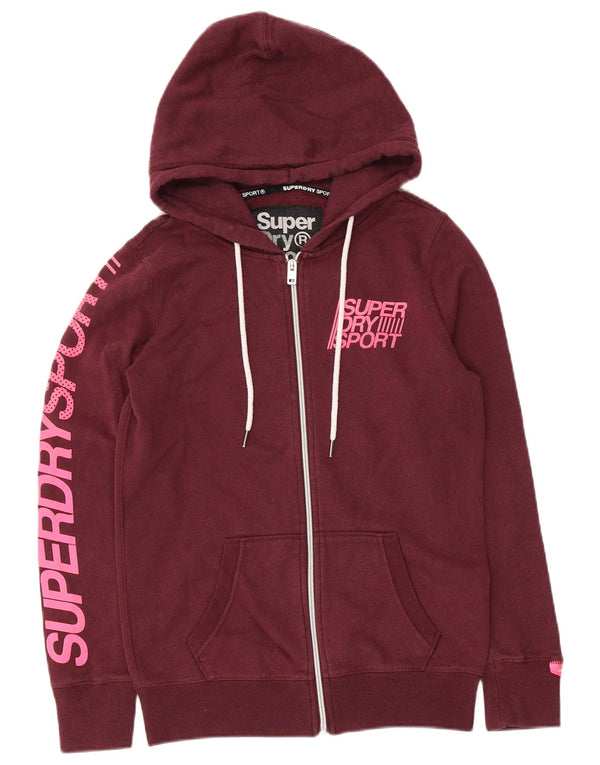 Superdry Pull à capuche graphique zippé pour femme UK 6 XS Coton marron