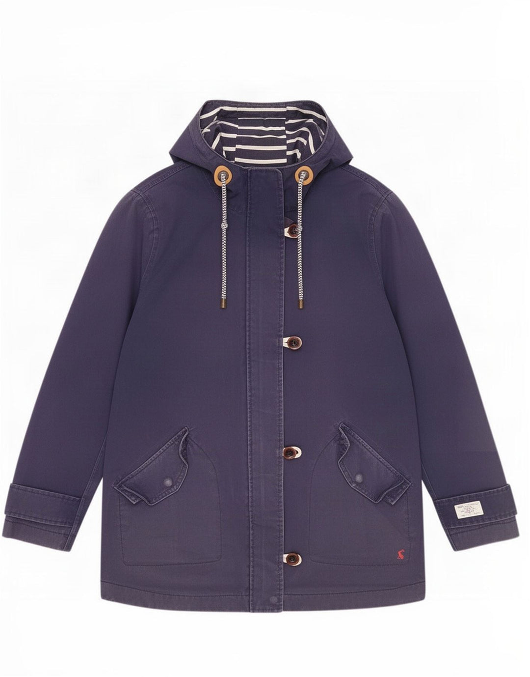 Joules Veste de pluie à capuche pour femme UK 12 Bleu marine moyen Coton