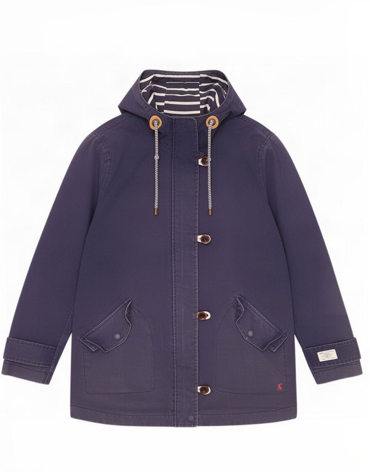 Joules Veste de pluie à capuche pour femme UK 12 Bleu marine moyen Coton