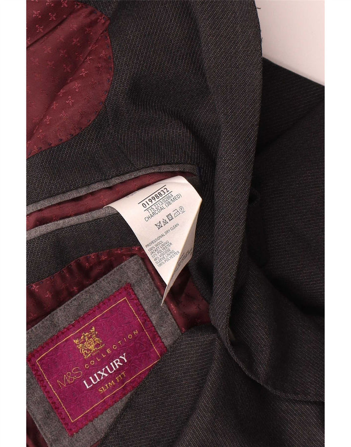 Marks & Spencer Veste blazer coupe slim à 2 boutons pour homme UK 38 laine gris moyen