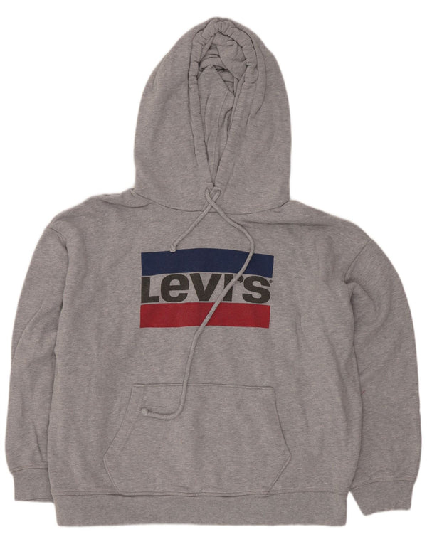 Levi's Pull à capuche graphique surdimensionné pour femme UK 14 Large Gris Moucheté