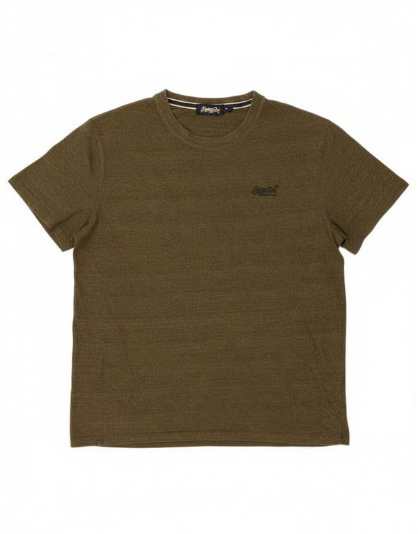 Superdry T-Shirt Homme Top 2XL Kaki Rayé Coton