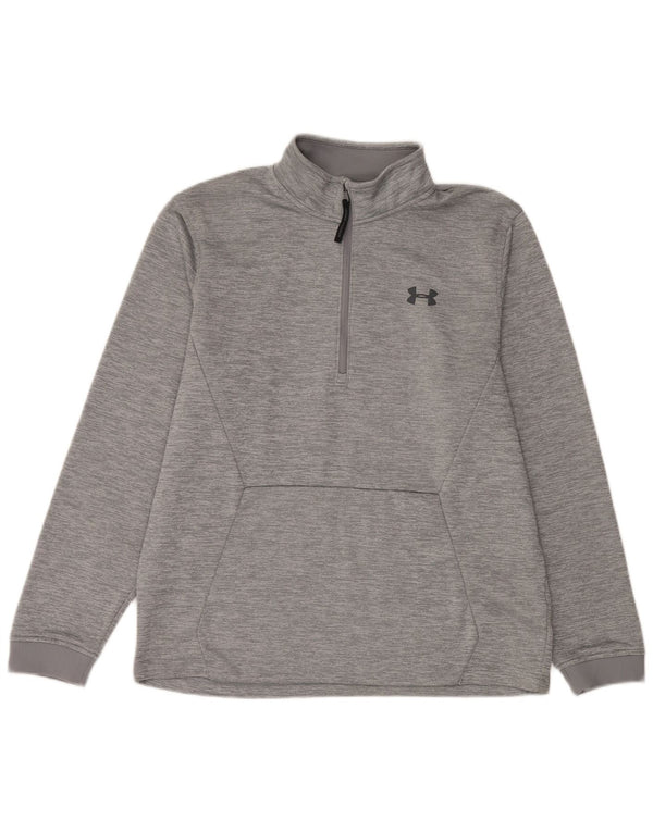 Under Armour Sweat-shirt graphique à col zippé pour homme, grand gris moucheté