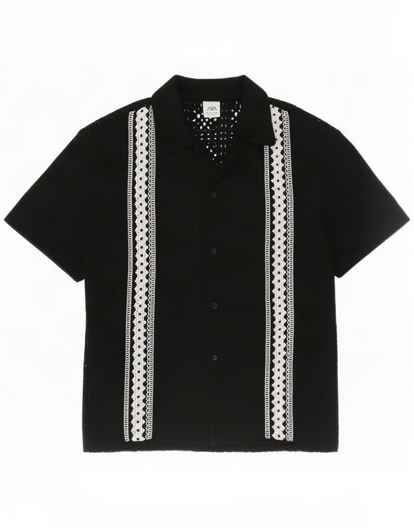 Zara Chemise À Manches Courtes Homme Petit Noir Géométrique