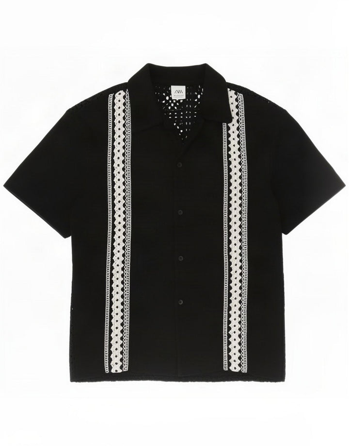 Zara Chemise À Manches Courtes Homme Petit Noir Géométrique