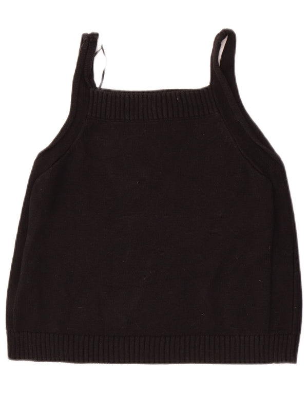The White Company Womens Label Crop Knit Cami Top UK 12 Coton Noir Moyen