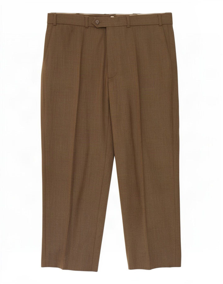 Marks & Spencer Pantalon de Costume Droit Homme W38 L29 Kaki Polyester