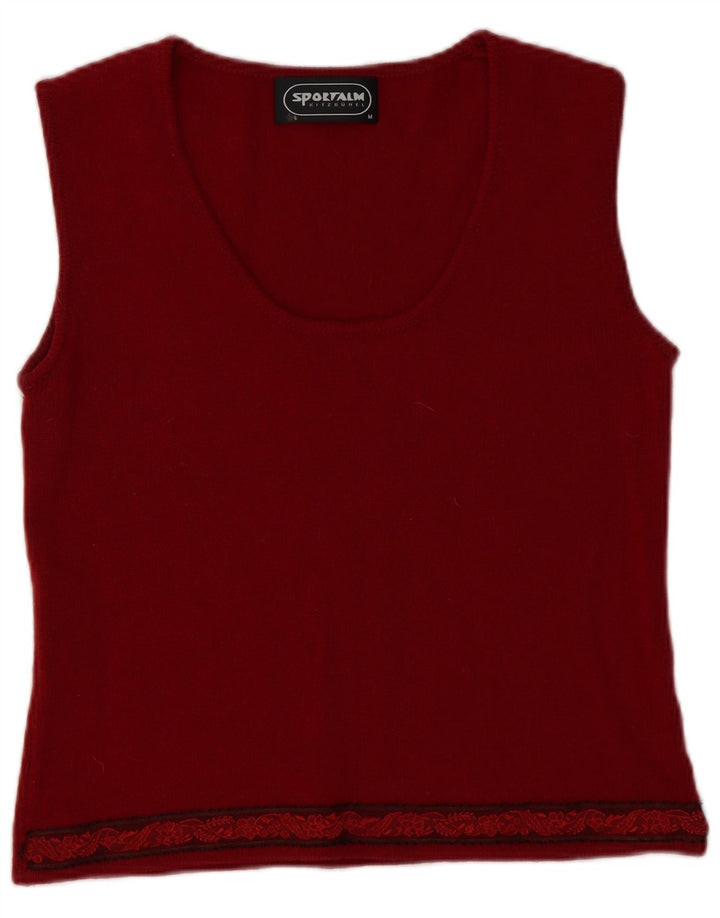 SPORTALM Womens Vest Tank Top UK 12 Medium Red Lambswool