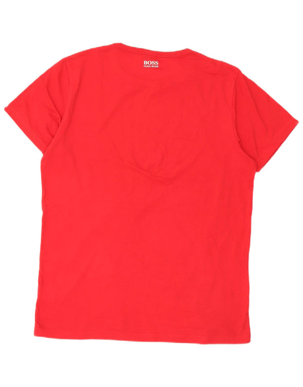 Hugo Boss Homme T-Shirt Graphique Haut Large Rouge Coton