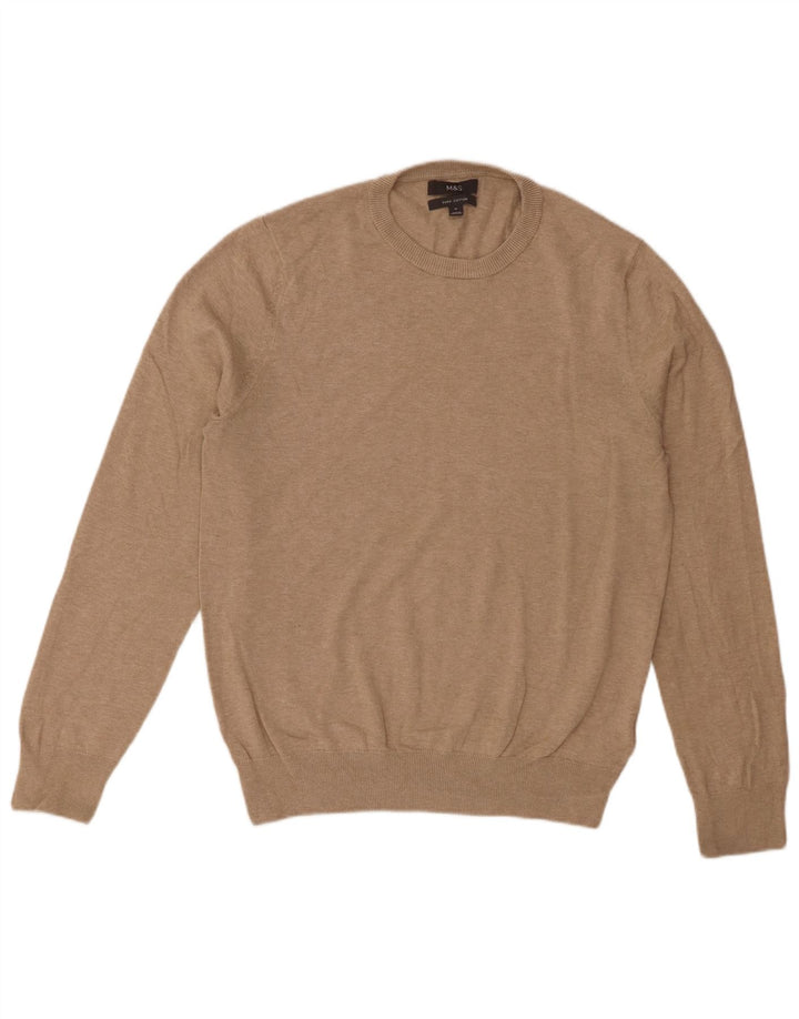 Marks & Spencer Pull col rond homme en coton beige moyen